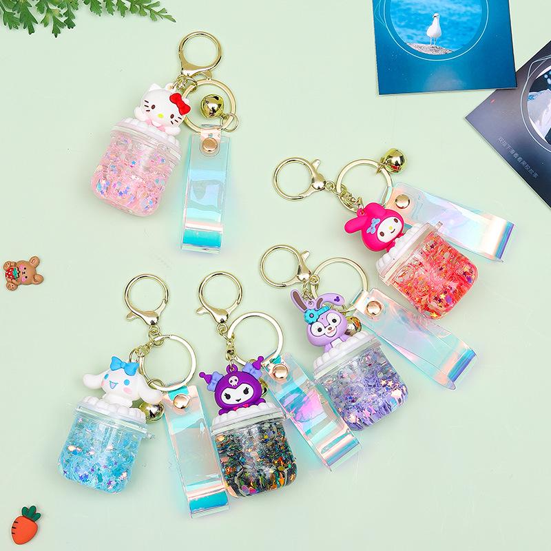 Refillable Sanrio Luminous Glitter Bubble Bead Keychain Pendant - Trendy Women's Bag Charm