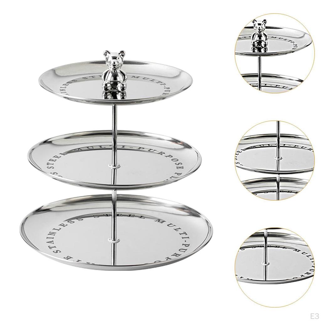 Cupcake Stand Cup Cake Towel Modern Stainless Steel Tiered Serving Tray Dessert Display Plate