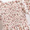 Chiffon Dress Women Dresses Female Short Sleeve Elastic Waist Printed Floral Pleated Backless Casual Dress