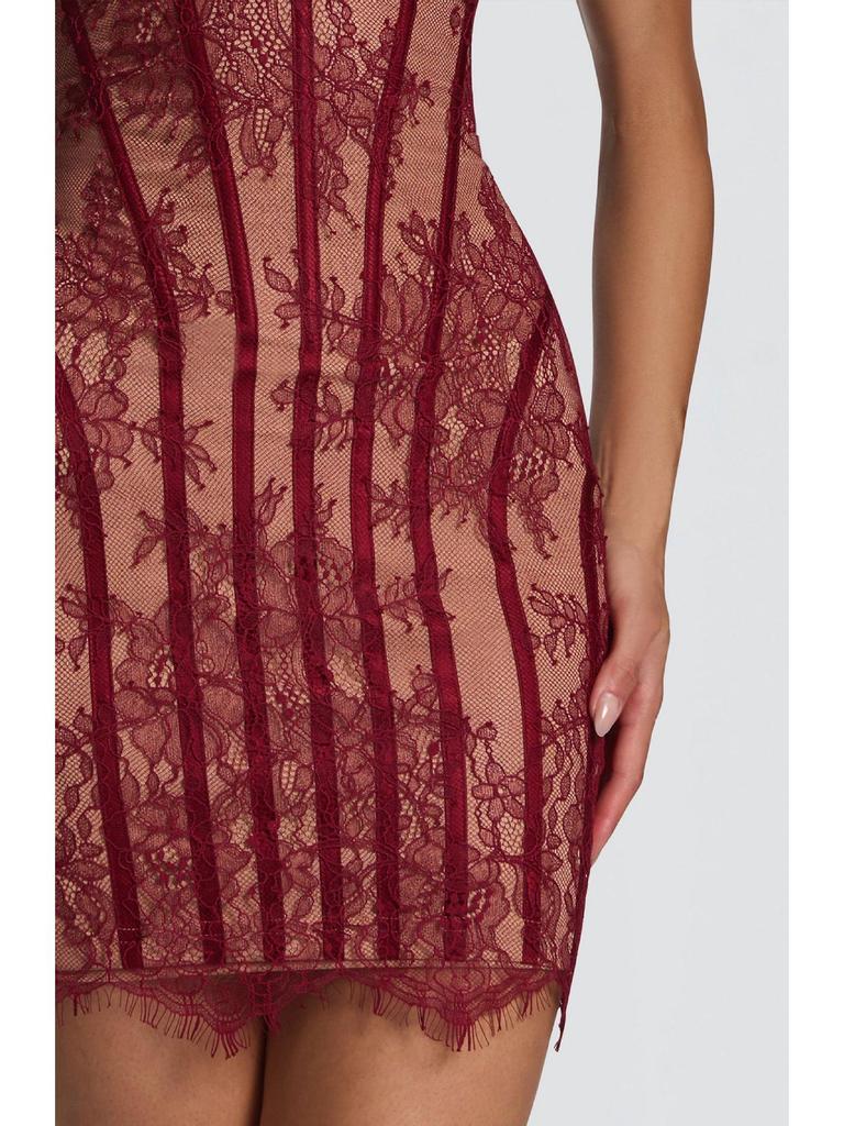 2026 Spring/Summer Women's Lace Bandeau Striped High-Waisted Slimming Dress