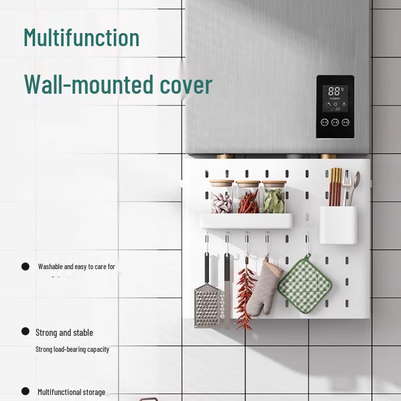 Modern Acrylic Pegboard Storage Shelf for Kitchen Pipe Cover