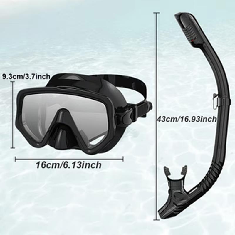 XIAOTREE Adult Snorkeling Mask and Snorkel Set, Tempered Glass, Full Dry Snorkel, Professional Panoramic Snorkeling Gear