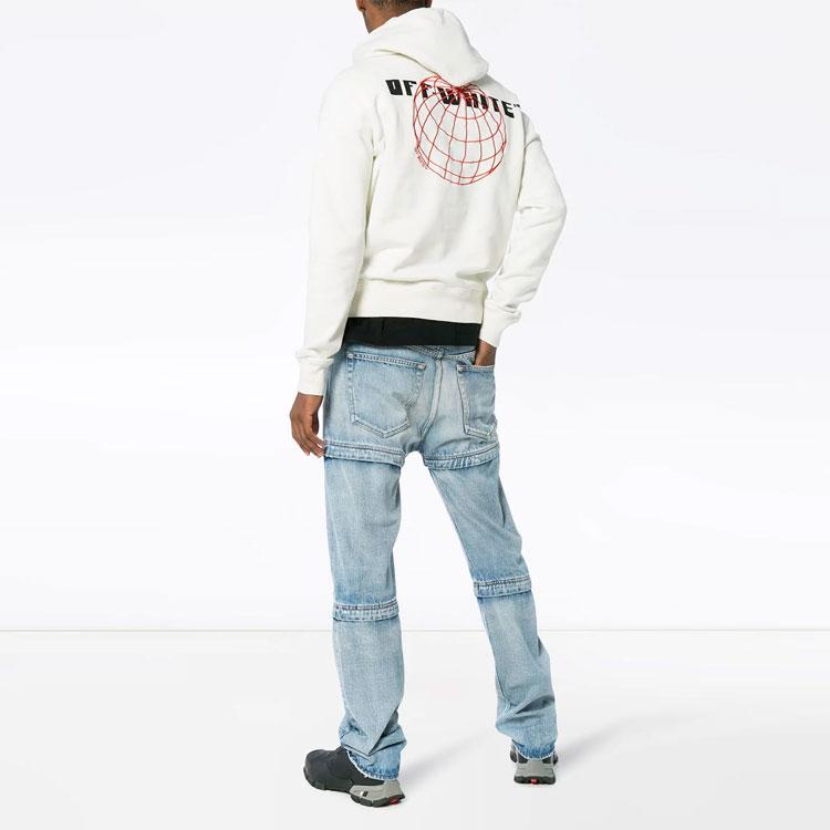 Off-White Solid Color Long Sleeve Clover Hoodie Men Tops White OMBB034E181920260120