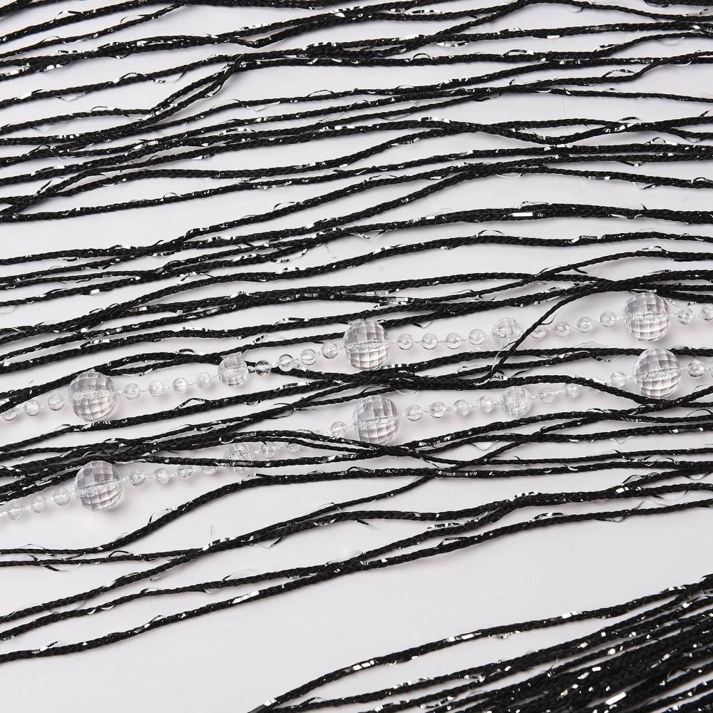 

Dense String Curtain Crystal Bead Crystal Curtain Shiny Room Divider Window Decor Black