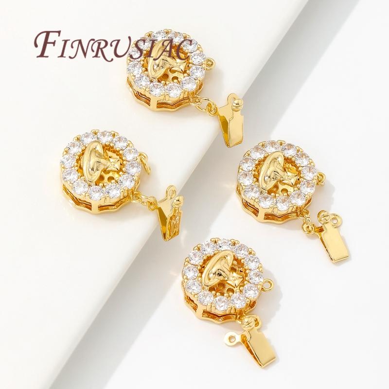 18K Gold Plated Brass with Zircon Round Clasps For Jewelry Locks For Bracelets,Safety Clasps Accessories DIY Necklace Findings