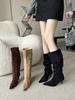 European and American temperament versatile pointed suede high-heeled boots