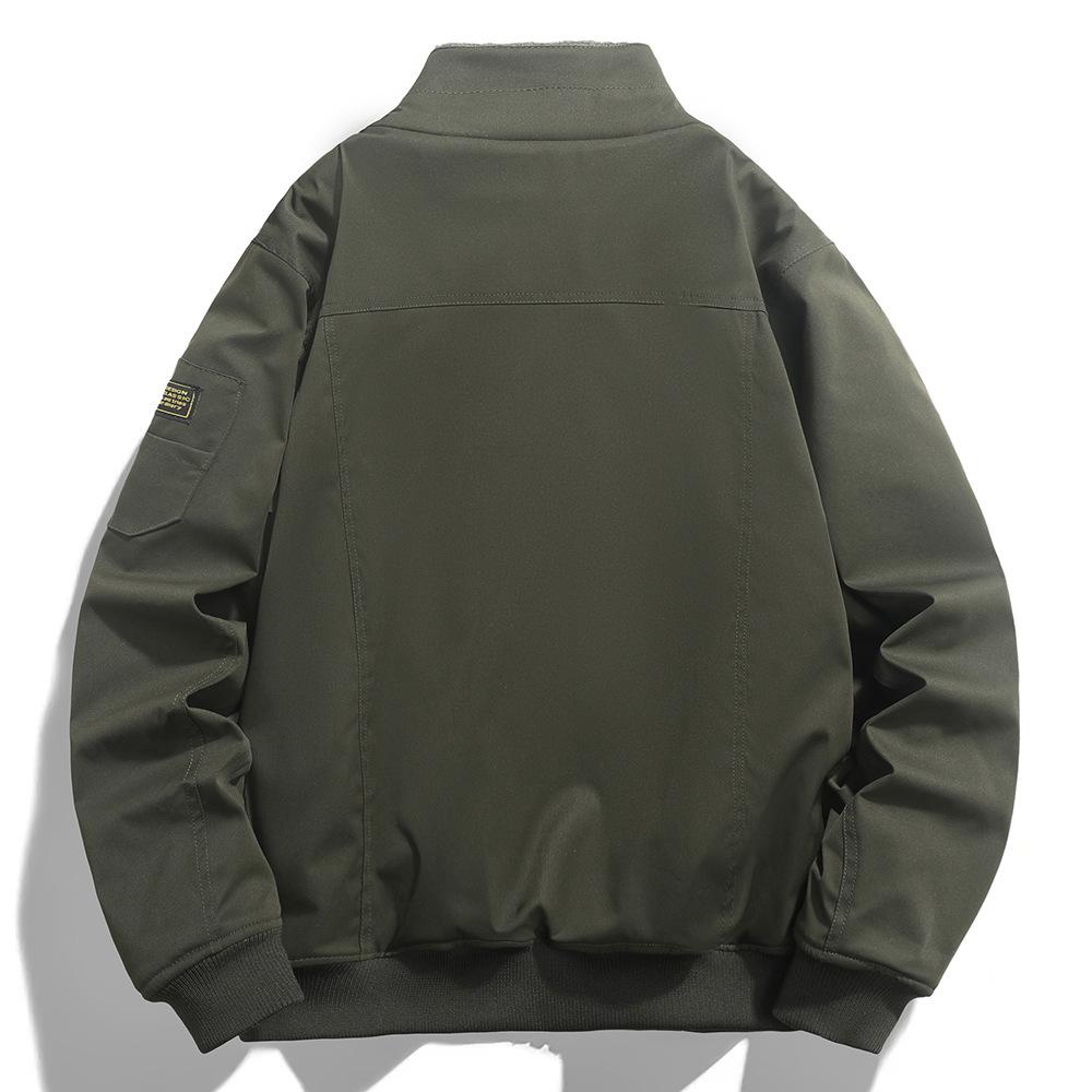 Men's Autumn and Winter Plus Velvet Thick Jacket Outdoor Flying Jacket Cotton Jacket