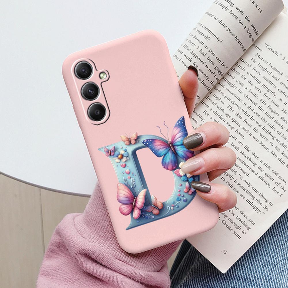Phone Case For Samsung Galaxy A15 A25 A35 A55 A13 Colorful Letter Love Flower Butterfly Women INS Shell Fundas Bumper Soft Cover