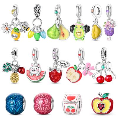 Charms Bead Copper Lemon Fruit Dangle Fit Bangle Bracelet Necklace Diy Jewelry Gift
