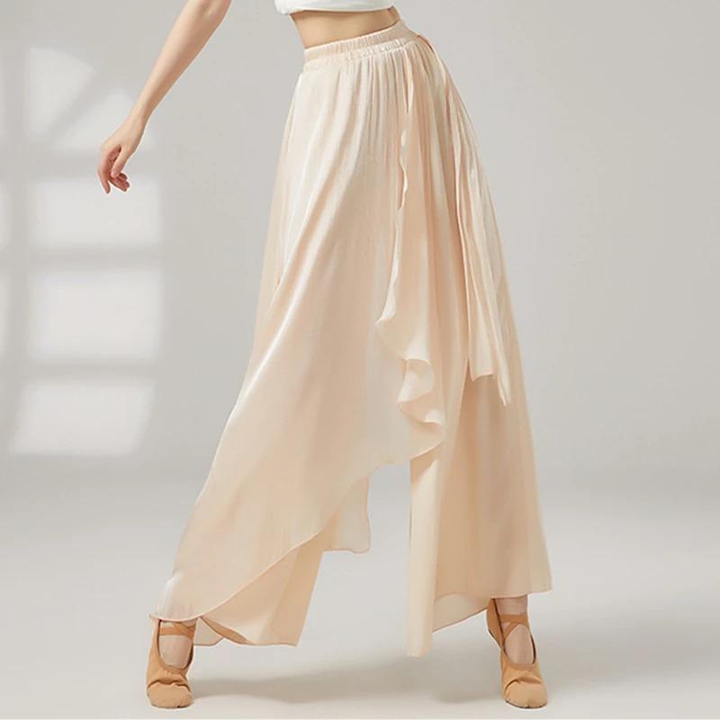 Gonna Pantalone Danza Classica Donna Larga Fluida Lucida Casual Costumi da Esibizione Abbigliamento da Pratica per la Danza