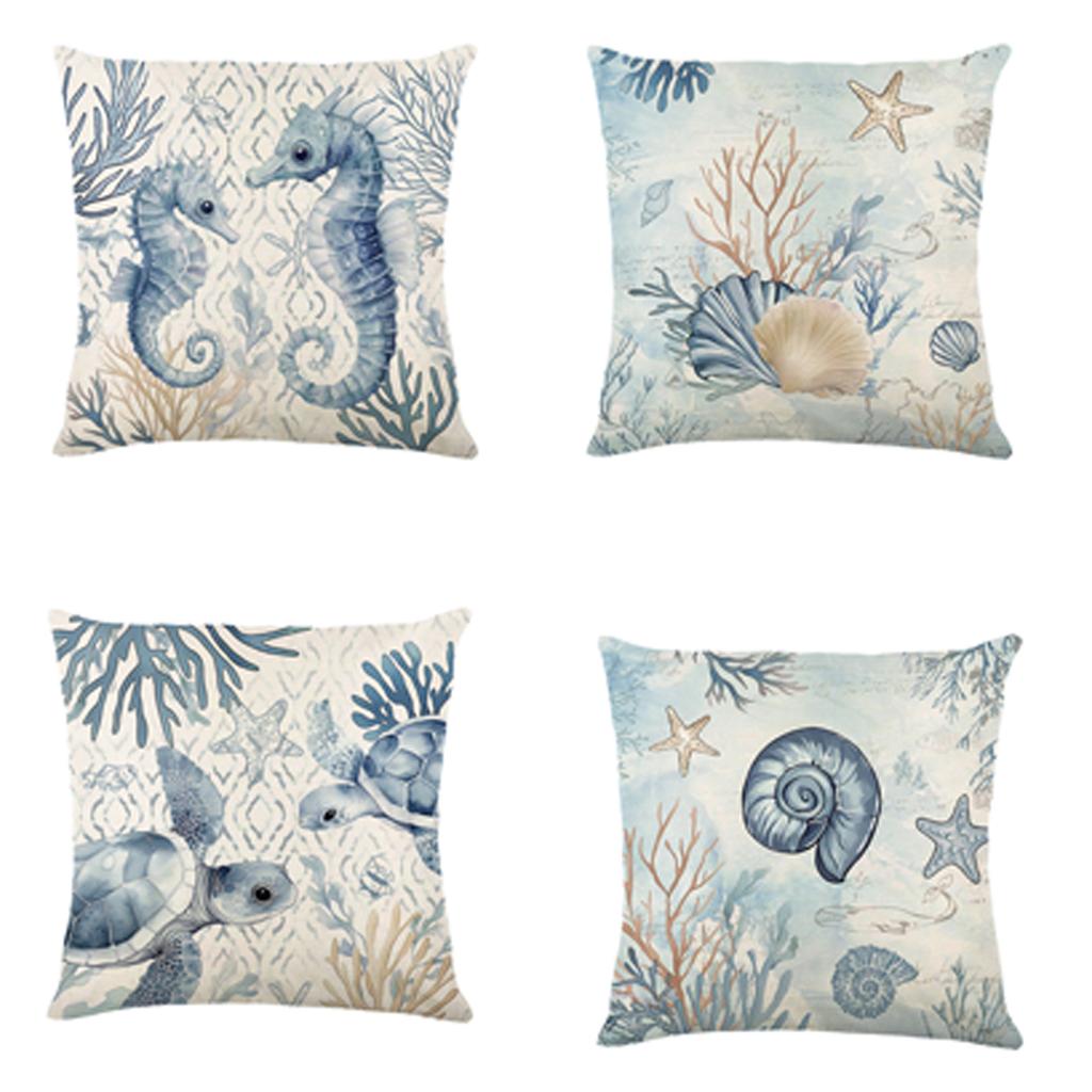 Pillow Case Decorative Summer Ocean Linen Cushion Cover For Living Room And Bedroom Decoration