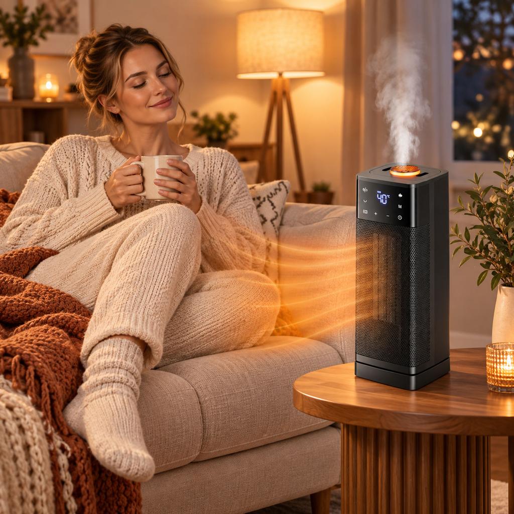Ceramic Fan Heater with Humidifier and Remote Control, Heater for Home Bedroom
