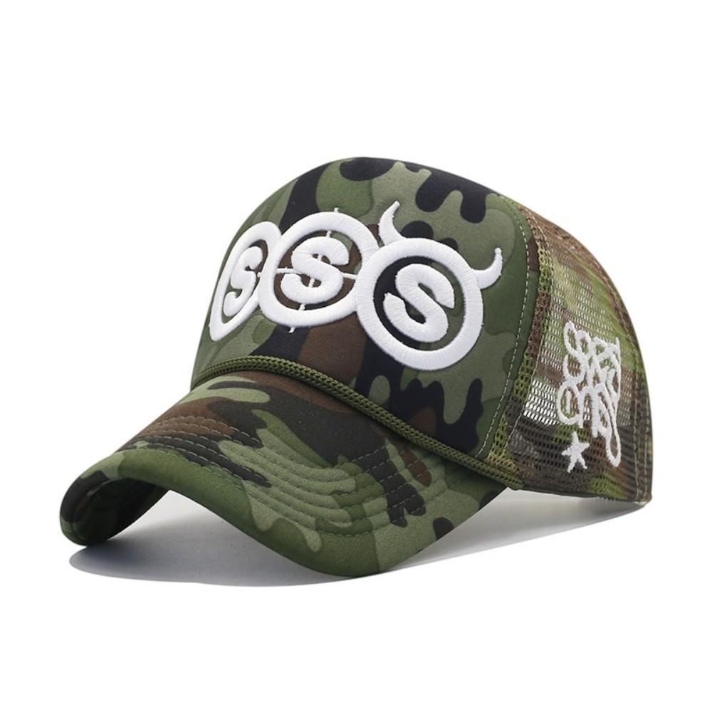 Devil Horn Design Peaked Baseball Cap Embroidery Style Embroidery Hip-Hop Cap Mesh Cap  Casual Wear Style 1