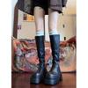 Black Boots for Women, Summer Thick-soled High Knight Boots, Small Height-increasing Boots Show Legs and Long Leather Stitching