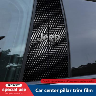 2Pcs Car Center Pillar Stickers Auto Logo B-Pillar Decals Decorative For Grand Cherokee Wrangler Gladiator Compass Renegade