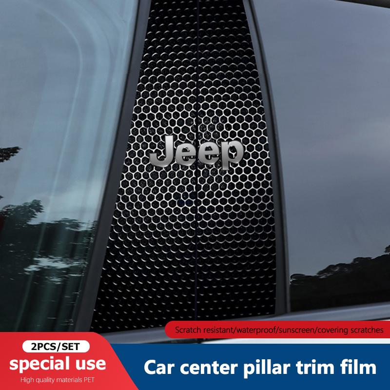 2Pcs Car Center Pillar Stickers Auto Logo B-Pillar Decals Decorative For Jeep Grand Cherokee Wrangler Gladiator Compass Renegade