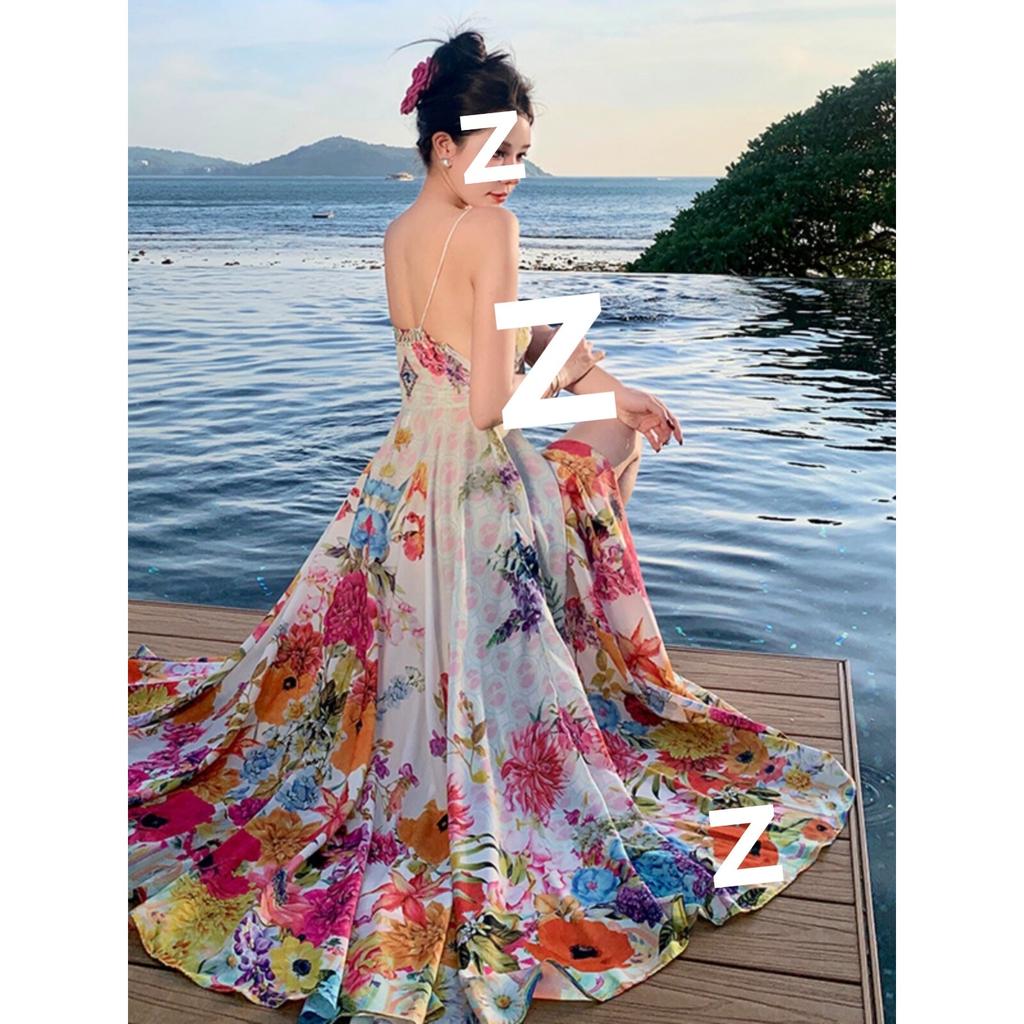 [Original Practice + Positioning Flower + Chest Hot Diamond] Color Floral Suspender Dress French Skirt Women's Summer