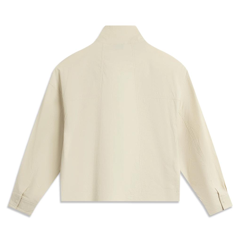 Li Ning Sports Trend Series Solid Color Zipper Stand Collar Versatile Breathable Loose Windbreaker Women Outerwear Sand-Khaki AFDV984-1