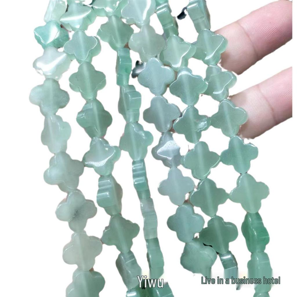 14mm Natural Crystal Agate Four-Leaf Clover Beads for DIY Jewelry