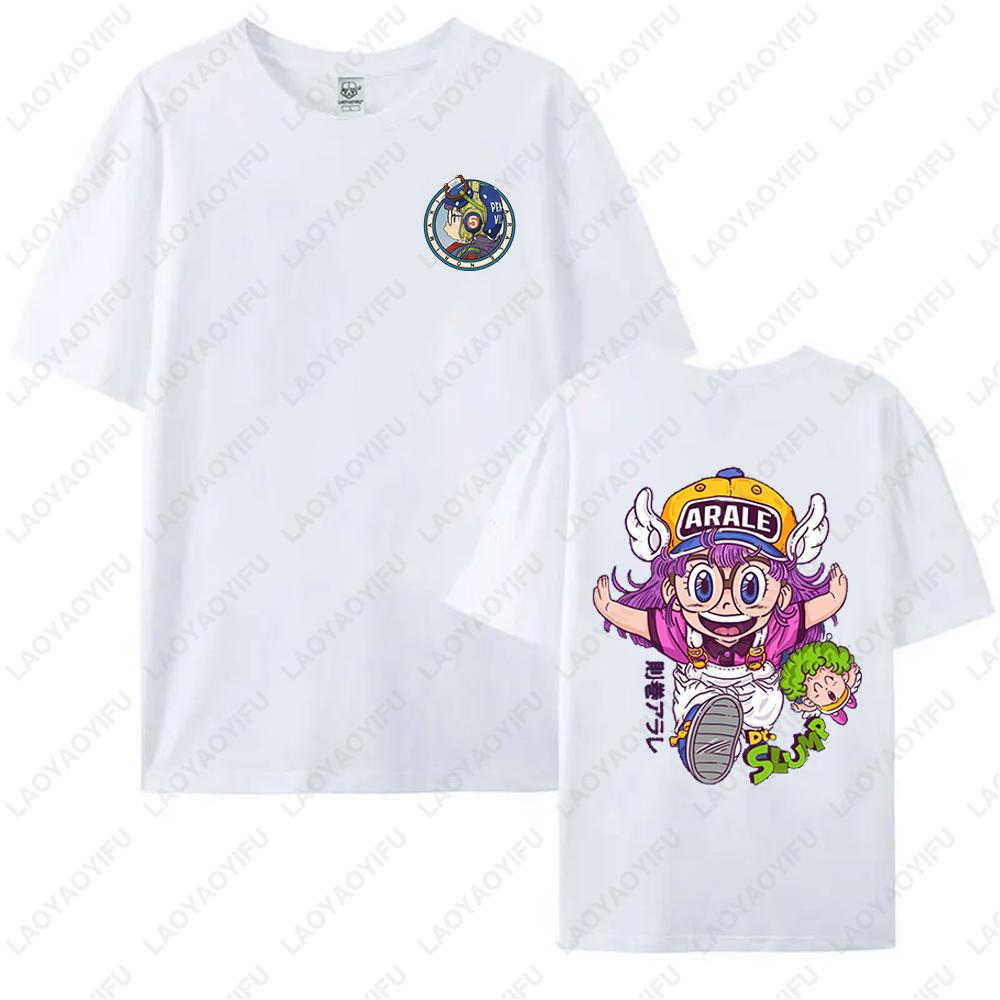 Kawaii Arale T-shirts Man Women Graphic Japanese Manga Tshirt Y2k Clothes Cotton Short-sleev Tee Clothing Two-sided Printed Tops