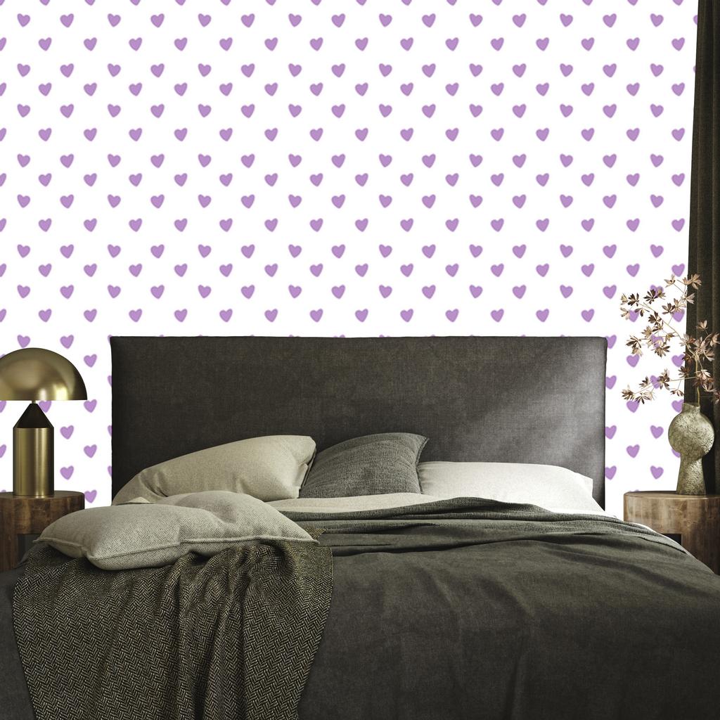 Heart Wallpaper White, Lavender, Purple and Light Gray 50x1000