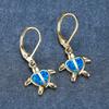 New Light Luxury Style Gold Platinum Heart shaped Blue and White Turtle Ear Buckle for Women
