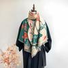 Imitation cashmere ink painting lotus scarf women's new warm simple autumn and winter double-sided thickened scarf