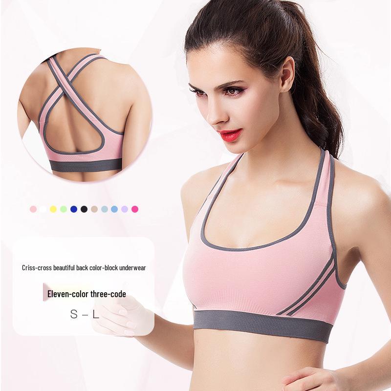 Shockproof Wirefree Cross Back Sports Bra for Running & Yoga