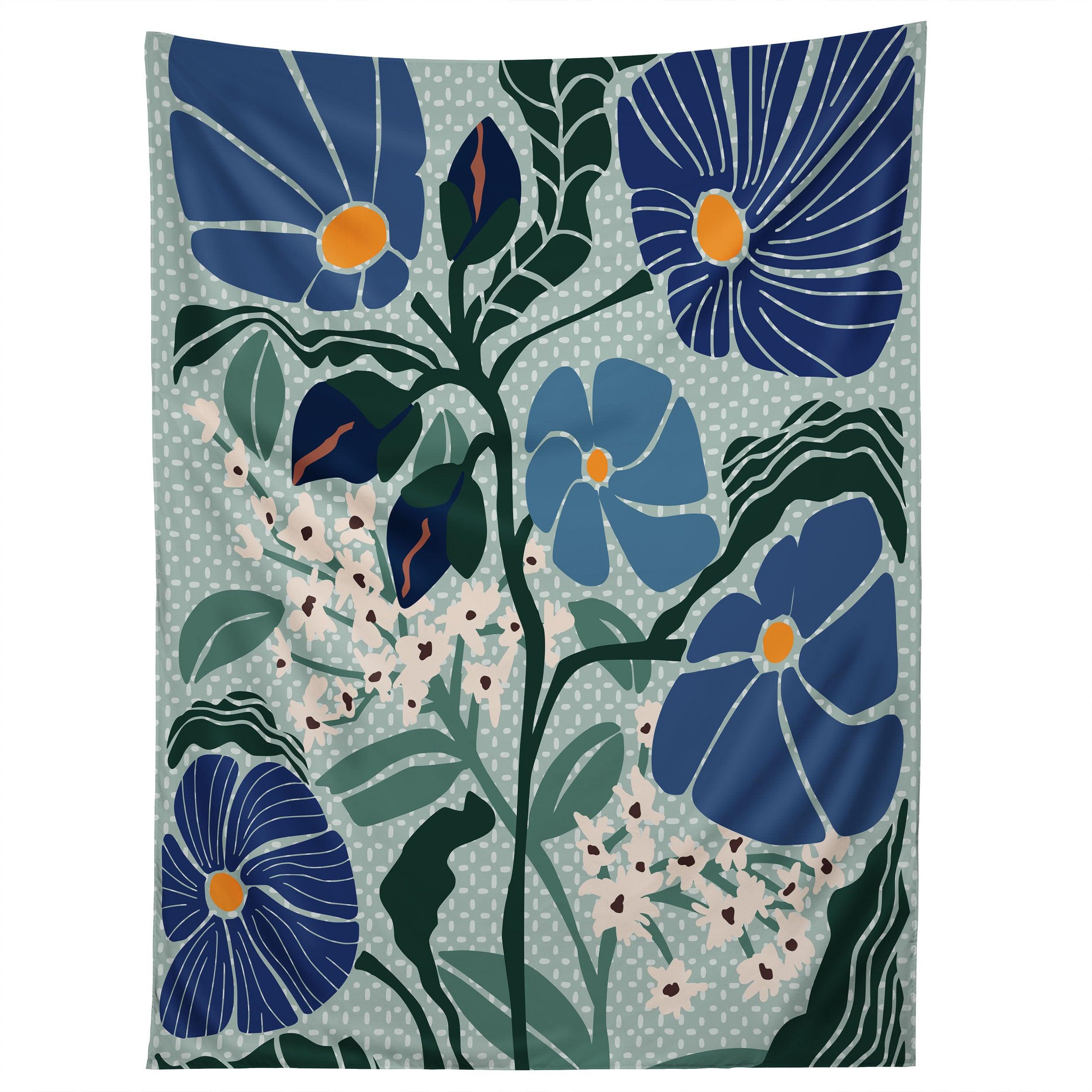 KLIMT FLOWERS LIGHT BLUE tapestry 75x100 чёрный
