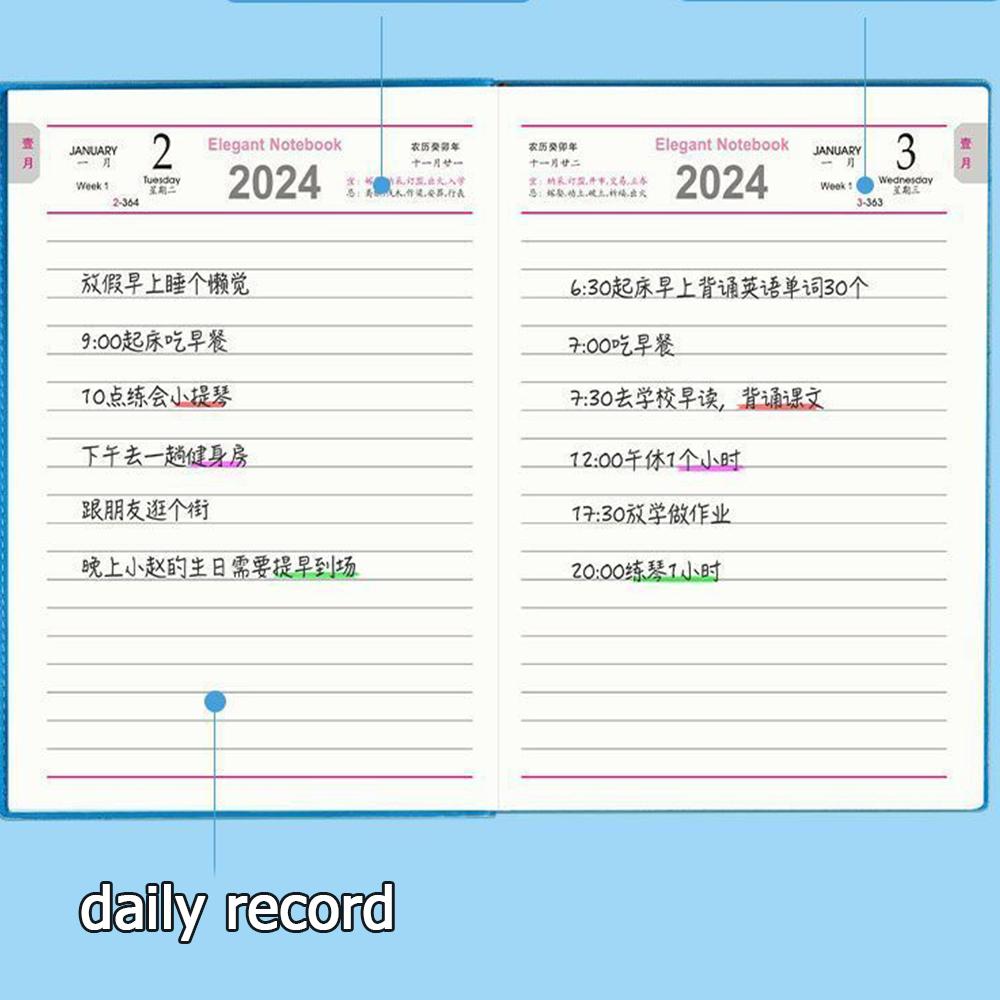 (Logo Can Be Engraved) 2024 Business Schedule, Student Daily Planning, Plan Book, Record Book, Notepad, Notebook, 180 Sheets, 360 Pages