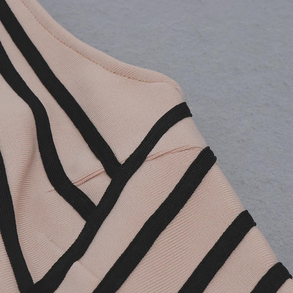 Dámské sexy pruhované bandážové šaty na jedno rameno s rozparkem