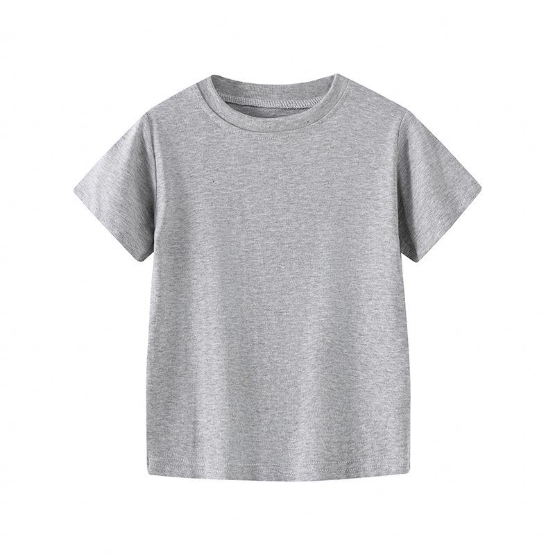 Kids' Short-Sleeve Summer T-Shirt - Korean Style Solid Color Round Neck for Boys & Girls