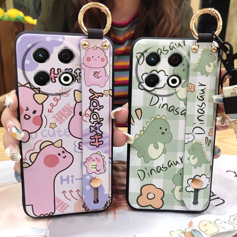Cute Waterproof Phone Case For Tecno Spark30 Pro 4G/KL7 Wristband Phone Holder Lanyard Back Cover Anti-knock Ring