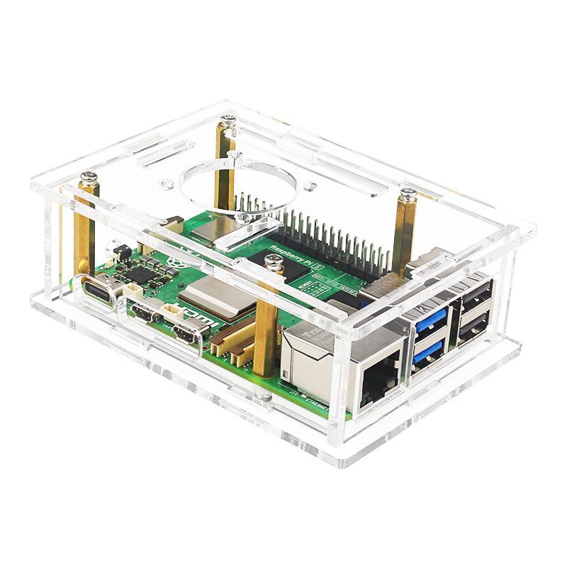 Raspberry Pi 5 Acrylic Case with Fan and Copper-Aluminum Heatsink
