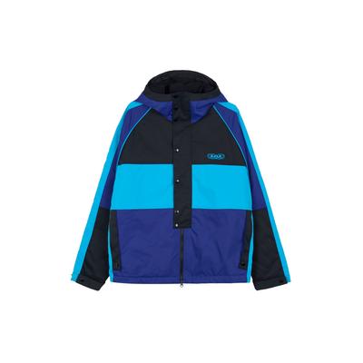 Chaqueta con Capucha con Letras de Logotipo Empalmadas para Hombre Ropa de Abrigo Azul DQ6137-455