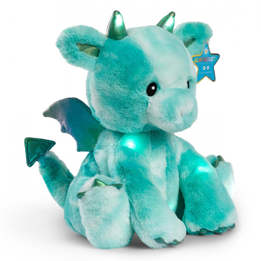 [toytron] FAO Schwarz Sparkling Sound-Making Mint Dragon 30cm Plush