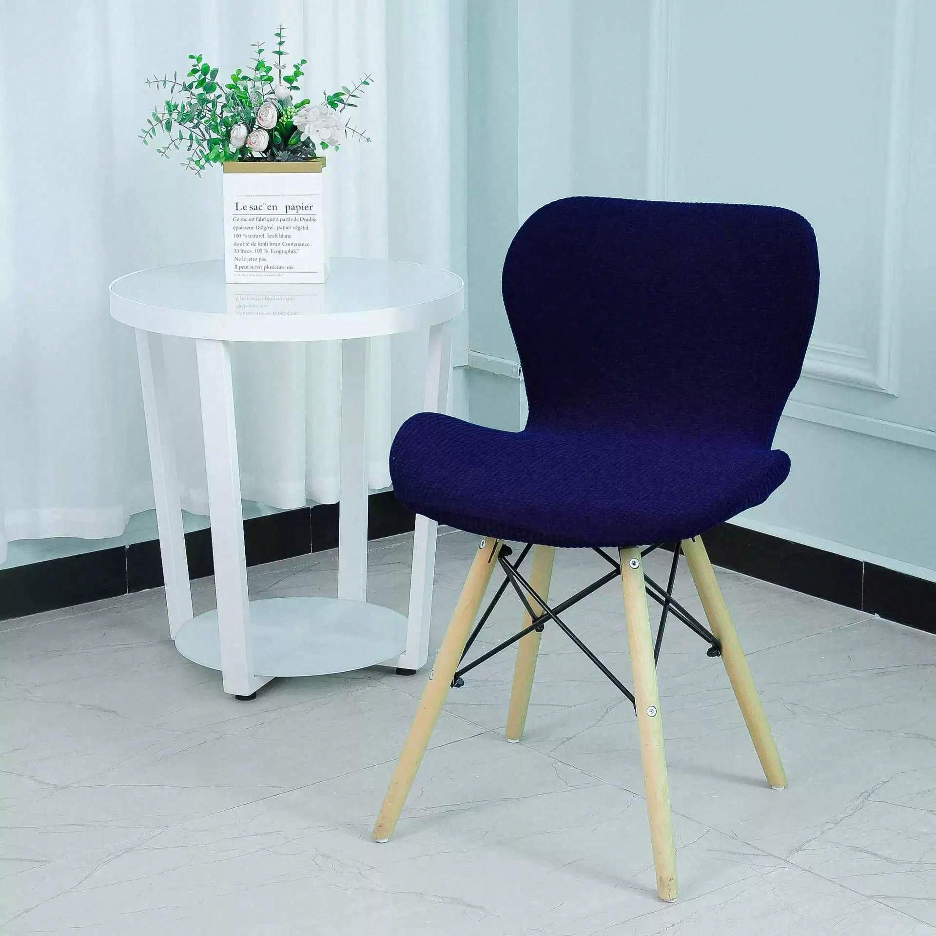 

1Pcs Solid Color Butterfly Chair Cover Stretch Curved Dining Seat Cover Kitchen Hotel Chair Slipcovers Durable Chair Protective Cover 1pcs chair cover темно-синього кольору