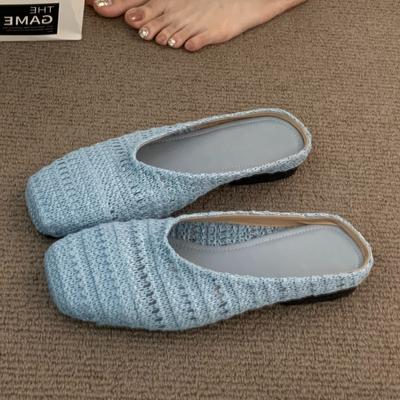 Fashion Weave Women Flats Slippers Elegant Shallow Mules Shoes Summer New Fashion Flip Flops 2025 Walking Cozy Soft Sandalias De Mujer