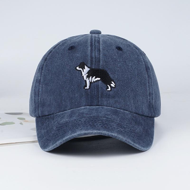 MLFO Border Collie Embroidered Washed Baseball Cap  SpringSummer Fashion Hat Unisex Adjustable Sun Hat Casual Hat