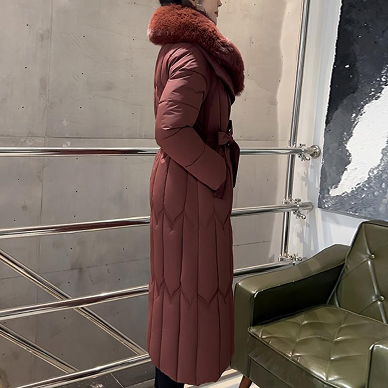 Plussstørrelse L-7XL Mote Vinterjakker Dame Lang Parkas Hette Stor Fuskepelskrage Løs Tykk Varm Overfrakk Casual Damekåper Med Belte