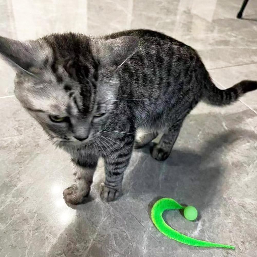 Katzen Teaser Buntes Spielzeug Hüpfball Flauschiger Schwanz Simulation Kätzchen Biss Teaser Werkzeug Interaktives Katze Elastisches Spielzeug Zubehör