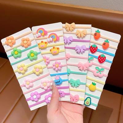 50 Piece a Set for Children Cute High Stretch Headband Hair Accessories Little Girl Candy Color Trendy Hair Circle Headband