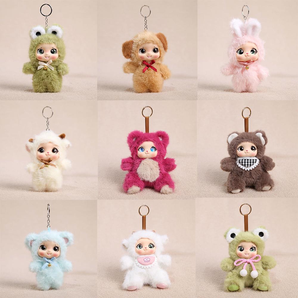 Kawaii Cute Animals Vinyl Face Plush Toy Animal Toy Pendant Dog Frog Rabbit Bear Sheep Gift For Animal Enthusiasts Kids Hang Bag