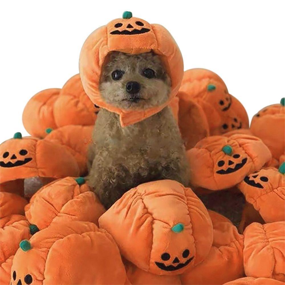 Dress Up Pet Halloween Hat Headdress Plush Cat Headgear Headdress Pumpkin Dogs Hat  Costume