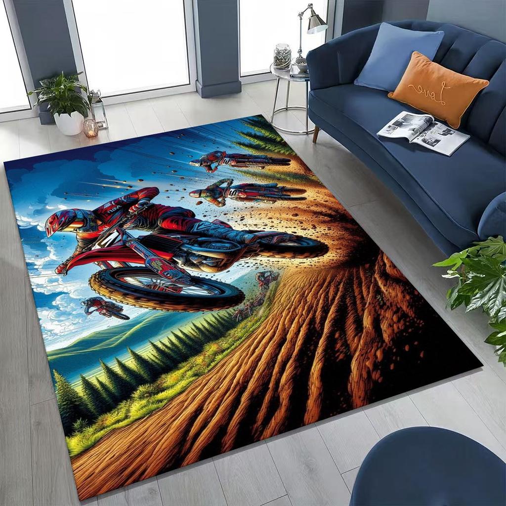 Alfombra Decorativa Personalizada para Motociclista, Motocicleta, Arte, para Dormitorio, Sala de Estar, Sofá, Felpudo de Entrada del Hogar, Alfombra de Piso Grande Antideslizante para Niños