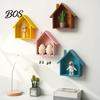 Wall Shelf Wood House Display Shelf, Mounted Decorative Floating Kids Room Small Toys Dolls Organizer for Entryway, Living Room, Nursery