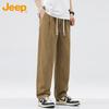 JEEP Men's Casual Pants Autumn Winter Straight Loose Cargo Pants Pure Cotton Trendy Black 2XL