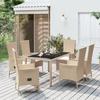 Vidaxl 7-Cz. Gartenmöbel-Set mit Kissen, Beige, Polyrattan