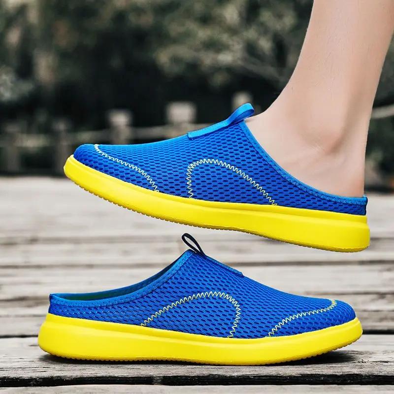 Fashion Beach Hole Male Slipper Mules Flat Half Adult Low Price Casual Slides 2025 Fashion Mascullino Pvc Comfortable Rubber Men's Shoe