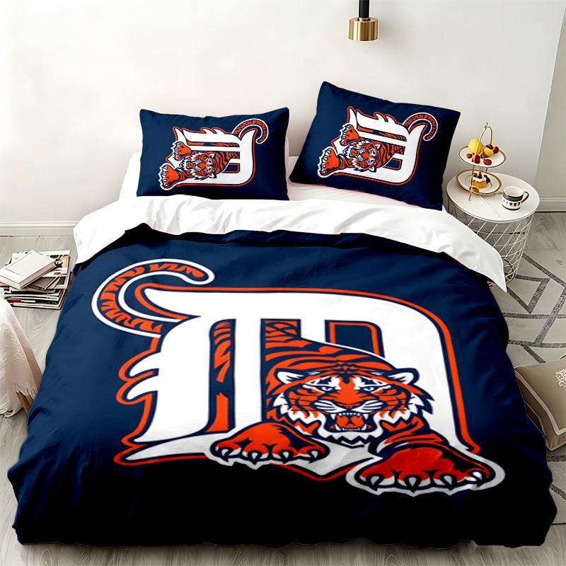 Detroit Tigers 3pc Set Perfect for Bedroom Use Comfortable Bedding Set Includes a Duvet Cover and Two Pillowcases Ideal Birthday or Christmas Gift